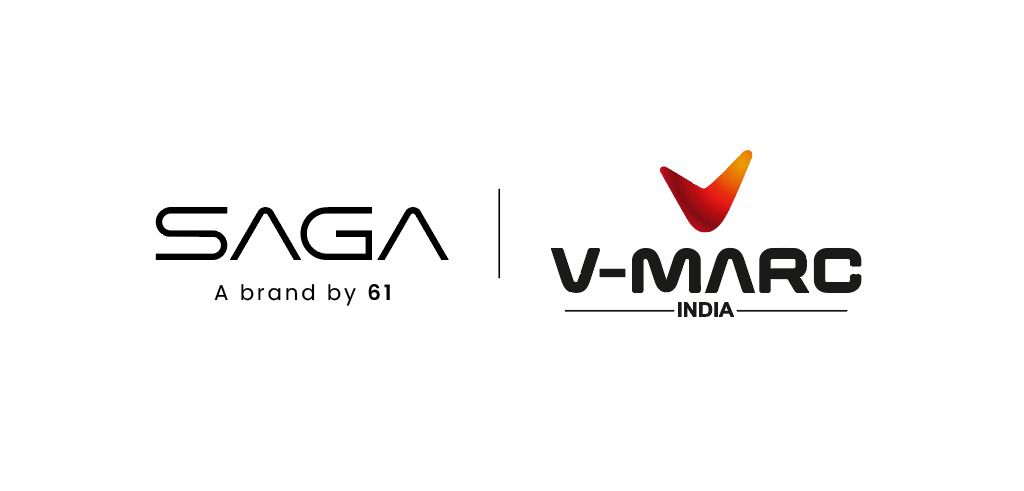 SAGA × V-MARC Partnership Logo